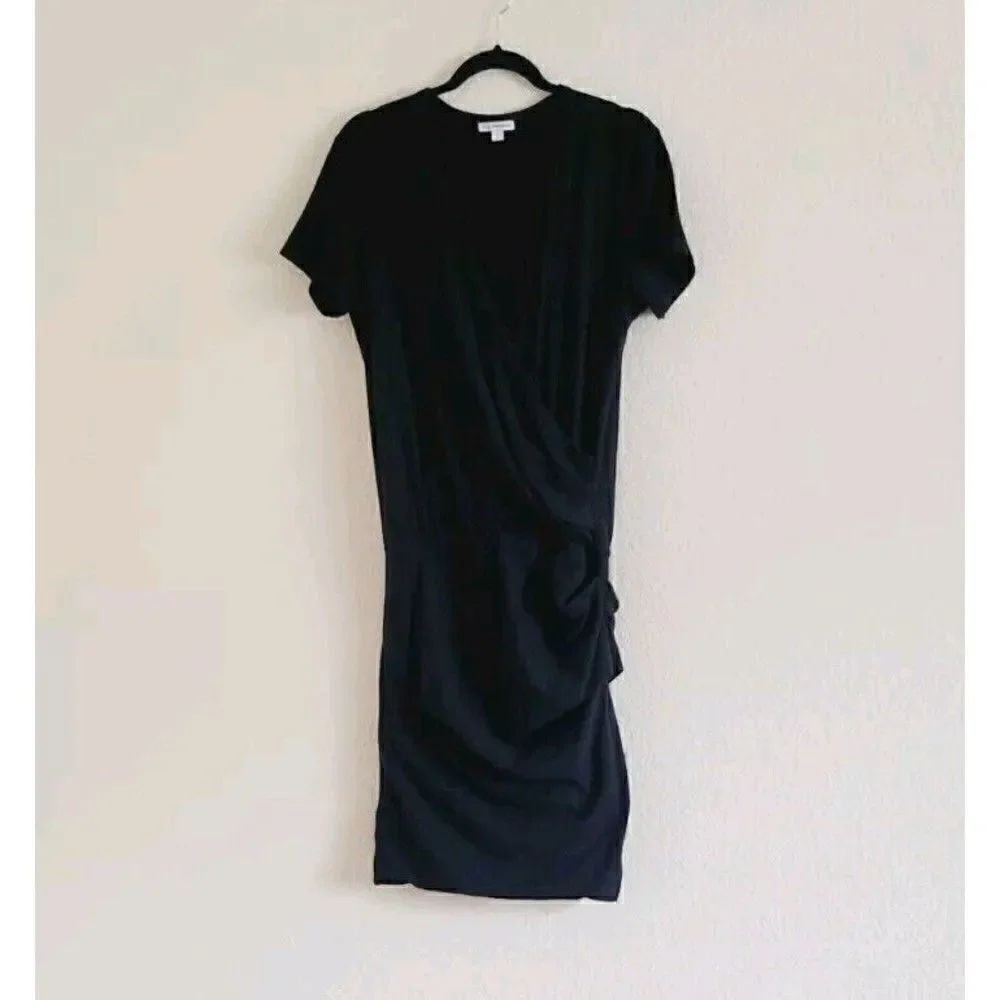 James Perse Short Sleeve Faux Wrap Gathered Mini Dress Size XL (4)